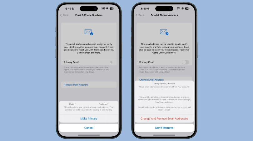 南昌苹果手机维修分享苹果 iOS 18.1 支持设置“主要”邮箱地址并更改 iCloud 邮箱 